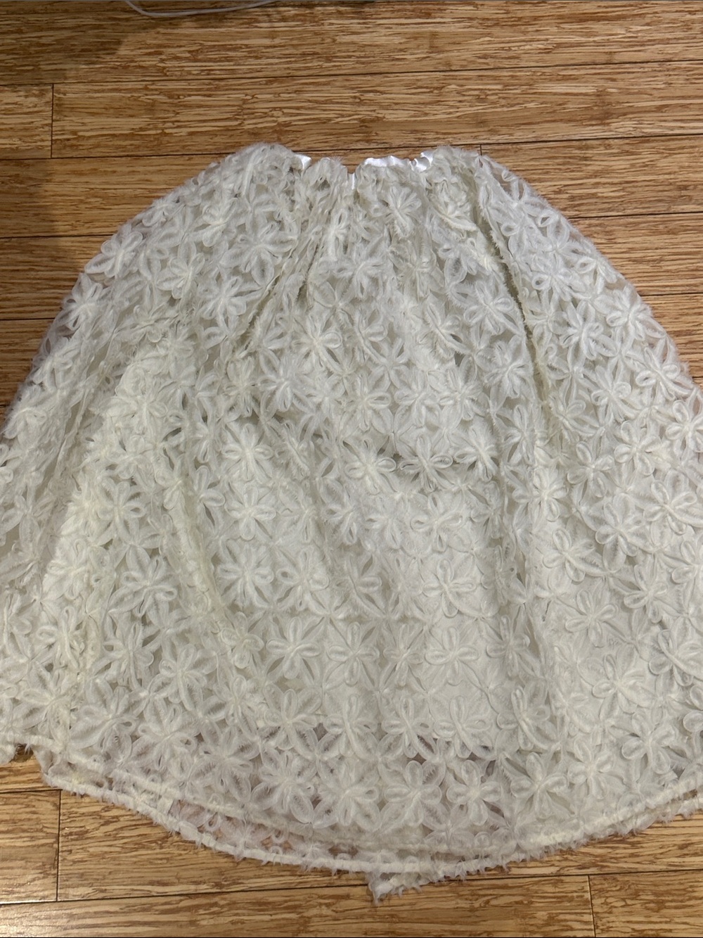 Anthropologie Cream Floral Lace Circle Skirt